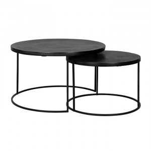 Set 2 masute de cafea negre din aluminiu si fier Bolder Richmond Interiors