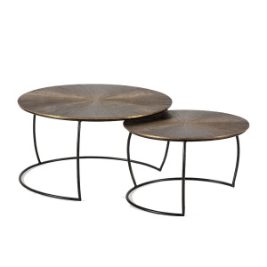 Set 2 mese de cafea aurii/negre din metal Selene The Home Collection