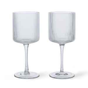 Set 2 pahare albe pentru vin din sticla 260 ml Ripple Ferm Living