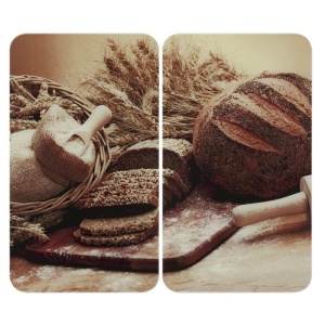 Set 2 placi protectie plita multicolore din sticla 30x52 cm Bread Wenko