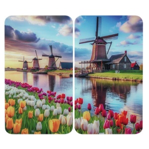 Set 2 placi protectie plita multicolore din sticla 30x52 cm Windmill Wenko