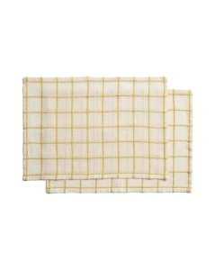 Set 2 protectii de masa ecru/galbene din bumbac 35x50 cm Adesta Kave Home