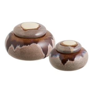 Set 2 recipiente cu capac maro din ceramica Jars House Nordic
