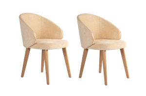 Set 2 scaune dining bej/maro stejar deschis din bumbac Bentley The Home Collection
