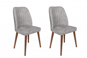 Set 2 scaune dining gri/maro din catifea Alfa The Home Collection