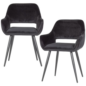 Set 2 scaune dining negre din catifea Jelle Woood