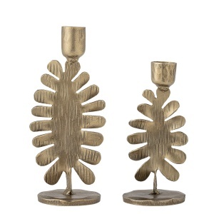 Set 2 suporturi lumanare aurii din metal Oaken Bloomingville