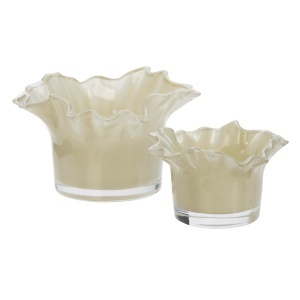 Set 2 suporturi lumanare crem din sticla Marcelin Madam Stoltz