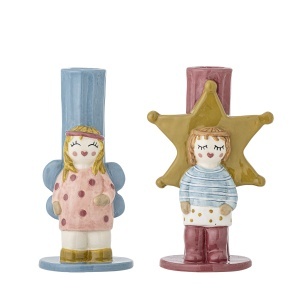 Set 2 suporturi lumanari multicolore din ceramica 15 cm Bisby Bloomingville
