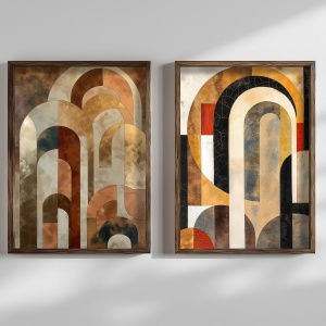 Set 2 tablouri multicolore din lemn 50x70 cm HUM104 The Home Collection