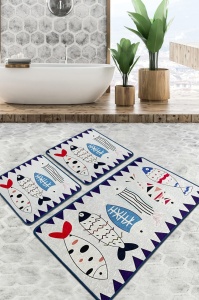Set 3 covorase de baie multicolore din fibre sintetice Le Poissson The Home Collection