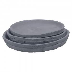 Set 3 farfurii pentru ghiveci gri din ceramica Detter Esschert Design