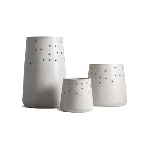 Set 3 ghivece alb antic din ciment Jacquard Vical Home