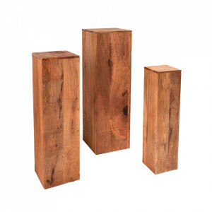 Set 3 piedestaluri maro din lemn Makassar The Home Collection