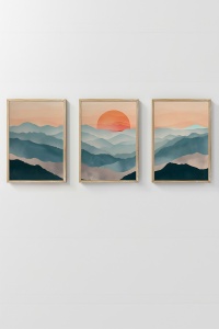 Set 3 tablouri multicolore din lemn Artsycllct37 The Home Collection