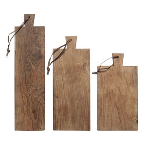 Set 3 tocatoare dreptunghiulare maro din lemn de tec Sia HK Living