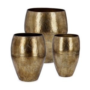 Set 3 vaze decorative aurii din metal Bimala Bizzotto