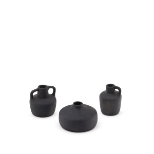 Set 3 vaze negre din ceramica Sofra Kave Home