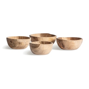 Set 4 boluri decorative maro din lemn Blessieh Vical Home