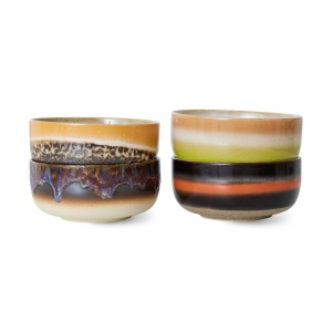 Set 4 boluri multicolore din ceramica 400 ml 70s Humus HKliving