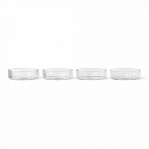 Set 4 boluri transparente din sticla 12 cm Ripple Ferm Living