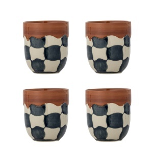 Set 4 cani multicolore din ceramica 375 ml Check Bloomingville