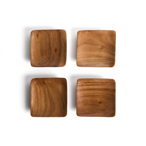 Set 4 coastere maro din lemn Rovin Kave Home