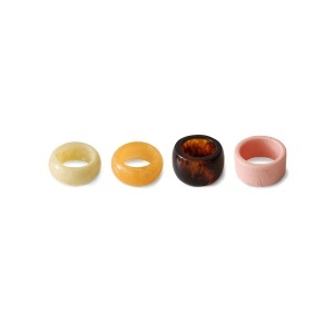 Set 4 inele pentru servetele multicolore din fibre sintetice Sunrise HKliving