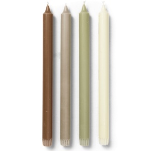 Set 4 lumanari multicolore din fibre naturale 30 cm Pure Blend Living