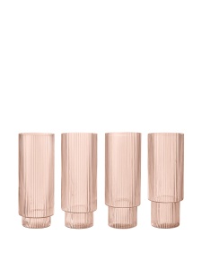 Set 4 pahare roz din sticla 300 ml Ripple Ferm Living
