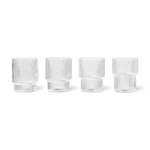 Set 4 pahare transparente din sticla 60 ml Ripple Ferm Living