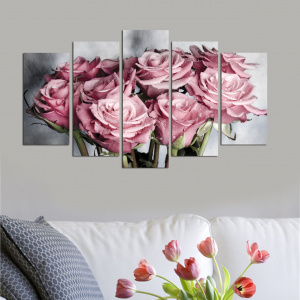 Set 5 tablouri multicolore Roses The Home Collection