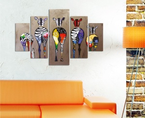 Set 5 tablouri multicolore Zebra The Home Collection