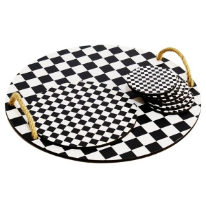 Set 8 protectii de masa negre/albe din lemn Zetta The Home Collection