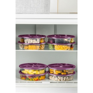 Set 8 recipiente cu capac mov din plastic Liyvrlk The Home Collection