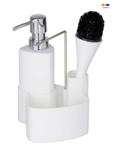 Set bucatarie 3 piese alb/argintiu din ceramica si polipropilena Empire Flushing Wenko