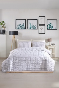 Set cuvertura alba/gri din fibre Artus Double The Home Collection