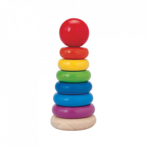 Set de joaca 7 piese multicolor din lemn Stacking Ring Plan Toys