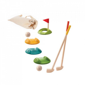 Set de joaca 8 piese multicolor din lemn Mini Golf Plan Toys
