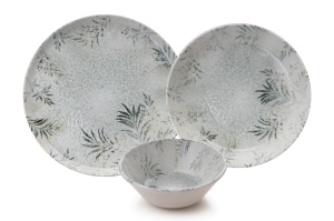 Set de masa 12 piese albe/gri antracit din ceramica MCH-06-12-PRC The Home Collection