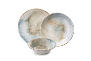 Set de masa 18 piese bej/turcoaz din ceramica BNTS18Y4890668 The Home Collection
