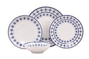 Set de masa 24 piese albe/albastre din ceramica GBSATN24Y4R1614 The Home Collection