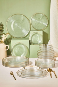 Set de masa 24 piese transparente din sticla IP The Home Collection