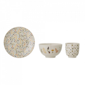 Set de masa 3 piese multicolor din ceramica Harvest Bloomingville Mini
