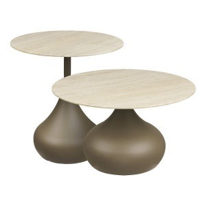 Set masa de cafea si masa laterala din metal kaki Pienza House Nordic