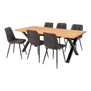 Set masa dining si 6 scaune maro din metal Toulon Middelfart House Nordic