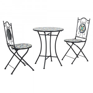 Set masa si 2 scaune exterior dining multicolore din metal Positano Bizzotto
