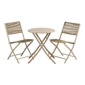 Set masa si 2 scaune exterior grej din metal Arcas House Nordic