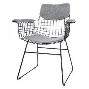 Set perne bumbac gri pentru sezut si spatar scaun cu manere HK Living