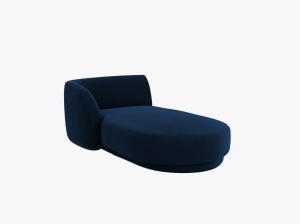 Sezlong pentru canapea modulara albastru royal din catifea pentru 2 persoane Miley Left Micadoni